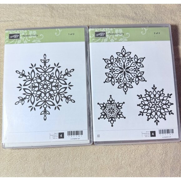 Stampin Up Festive Flurry Stamp Set Christmas Cards Holiday Winter Snowflakes - Picture 1 of 5
